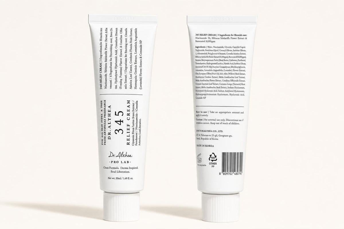 Dr. Althea 345 Relief Cream, frente y parte posterior
